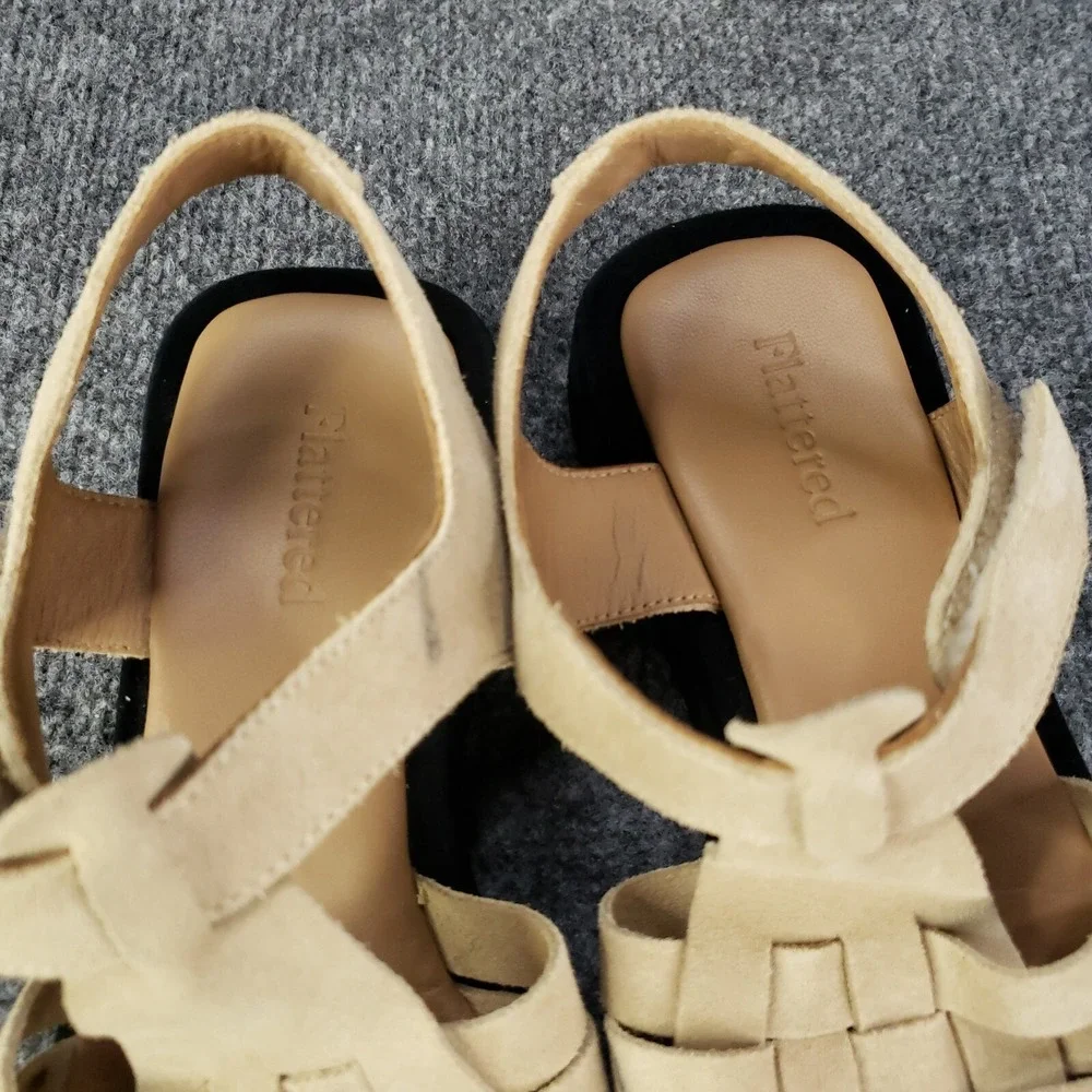 Flattered Gigi Sandal Womens Size EU 36 US 6 Beige Black Gladiator Strap Summer
